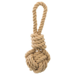 Jouet Balle tressée sur corde Be Nordic en coton/polyester pour chien– Ø7 x 20 cm - marron