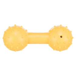 Jouet Haltère avec clochette en caoutchouc naturel pour chien malvoyant – 12 cm - Jaune
