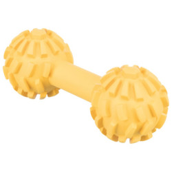Jouet Haltère avec clochette en caoutchouc naturel pour chien malvoyant – 17 cm - Jaune