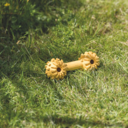 Jouet Haltère avec clochette en caoutchouc naturel pour chien malvoyant – 17 cm - Jaune