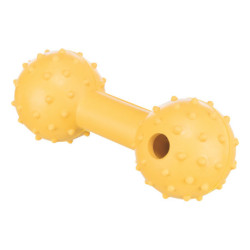 Jouet Haltère avec clochette en caoutchouc naturel pour chien malvoyant – 17 cm - Jaune