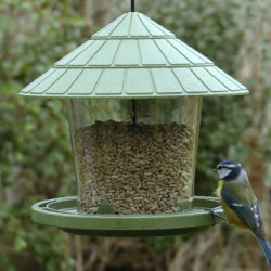 Mangeoire à oiseaux Emilie pour graines en plastique recyclé – Ø21,7 x h.20 cm - Vert