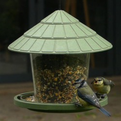 Mangeoire à oiseaux Emilie pour graines en plastique recyclé – Ø21,7 x h.20 cm - Vert