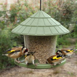 Mangeoire à oiseaux Emilie pour graines en plastique recyclé – Ø21,7 x h.20 cm - Vert