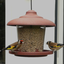Mangeoire à oiseaux Julie pour graines en plastique recyclé – Ø21,7 x h.20 cm - Rouge