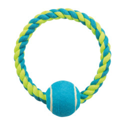 Jouet Corde de jeu en anneau avec balle de tennis pour chien – Ø6 / Ø18 cm