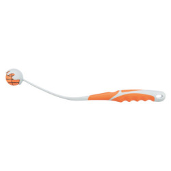 Jouet Lanceur de balle en plastique avec balle en mousse caoutchouc – Ø4,5 x 40 cm – Orange et gris