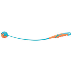 Jouet Lanceur de balle en plastique avec balle en mousse caoutchouc – Ø6 x 60 cm – Orange et pétrole