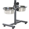 Porte gamelles réglable en métal avec 2 gamelles en acier inoxydable 2,8 L Ø24 cm – Hauteur réglable : 50 cm