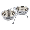 Lot de 2 gamelles anti-bruit en acier inoxydable avec support en métal chromé – Gamelle de 0,25 L Ø11 cm