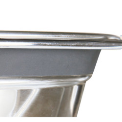 Lot de 2 gamelles anti-bruit en acier inoxydable avec support en métal chromé – Gamelle de 0,25 L Ø11 cm