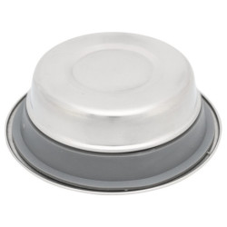 Lot de 2 gamelles anti-bruit en acier inoxydable avec support en métal chromé – Gamelle de 0,25 L Ø11 cm