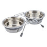 Lot de 2 gamelles anti-bruit en acier inoxydable avec support en métal chromé – Gamelle de 0,25 L Ø11 cm
