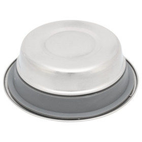 Lot de 2 gamelles anti-bruit en acier inoxydable avec support en métal chromé – Gamelle de 0,9 L Ø16 cm