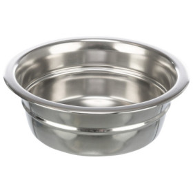 Lot de 2 gamelles anti-bruit en acier inoxydable avec support en métal chromé – Gamelle de 1,5 L Ø21 cm