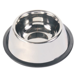 Gamelle pour chien à OREILLES LONGUES en acier inoxydable avec anneau en caoutchouc - 0,9 L Ø25 cm
