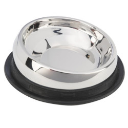 Gamelle pour chien à MUSEAU COURT en acier inoxydable avec anneau en caoutchouc - 0,25 L Ø19 cm