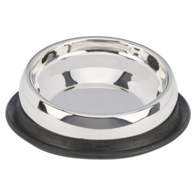 Gamelle pour chien à MUSEAU COURT en acier inoxydable avec anneau en caoutchouc - 0,25 L Ø19 cm