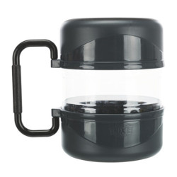 Set de voyage pour chien avec boîte de nourriture 2 L et 2 gamelles 0,75 L en Plastique – gris foncé