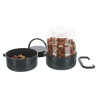 Set de voyage pour chien avec boîte de nourriture 2 L et 2 gamelles 0,75 L en Plastique – gris foncé