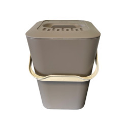Seau à compost Kajo en polypropylène avec filtre à charbon actif – 7,5 L – 20 x 19,5 x 29 cm – Taupe/Beige