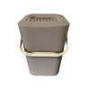 Seau à compost Kajo en polypropylène avec filtre à charbon actif – 7,5 L – 20 x 19,5 x 29 cm – Taupe/Beige