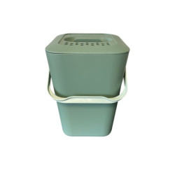 Seau à compost Kajo en polypropylène avec filtre à charbon actif –  7,5 L – 20 x 19,5 x 29 cm – Vert olive /Vert Amande