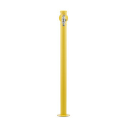 Fontaine de jardin Olbia en acier avec support tuyau et double robinets – 11 x 26 x 88 cm - Jaune