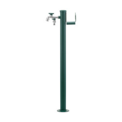 Fontaine de jardin Olbia en acier avec support tuyau et double robinets – 11 x 26 x 88 cm - Vert