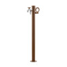 Fontaine de jardin Olbia en acier avec support tuyau et double robinets – 11 x 26 x 88 cm - Rouille