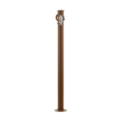 Fontaine de jardin Olbia en acier avec support tuyau et double robinets – 11 x 26 x 88 cm - Rouille