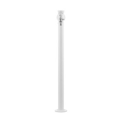 Fontaine de jardin Olbia en acier avec support tuyau et double robinets – 11 x 26 x 88 cm - Blanc