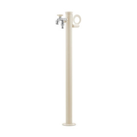 Fontaine de jardin Olbia en acier avec support tuyau et double robinets – 11 x 26 x 88 cm - Ivoire