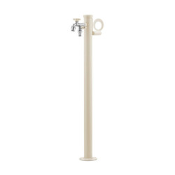 Fontaine de jardin Olbia en acier avec support tuyau et double robinets – 11 x 26 x 88 cm - Ivoire