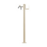 Fontaine de jardin Olbia en acier avec support tuyau et double robinets – 11 x 26 x 88 cm - Ivoire