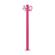 Fontaine de jardin Olbia en acier avec support tuyau et double robinets – 11 x 26 x 88 cm - Rose