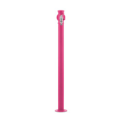 Fontaine de jardin Olbia en acier avec support tuyau et double robinets – 11 x 26 x 88 cm - Rose