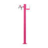 Fontaine de jardin Olbia en acier avec support tuyau et double robinets – 11 x 26 x 88 cm - Rose