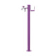 Fontaine de jardin Olbia en aluminium avec support tuyau et double robinets – 11 x 26 x 88 cm - Violet
