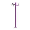Fontaine de jardin Olbia en aluminium avec support tuyau et double robinets – 11 x 26 x 88 cm - Violet