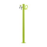 Fontaine de jardin Olbia en acier avec support tuyau et double robinets – 11 x 26 x 88 cm – Vert clair