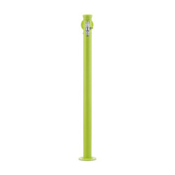 Fontaine de jardin Olbia en acier avec support tuyau et double robinets – 11 x 26 x 88 cm – Vert clair
