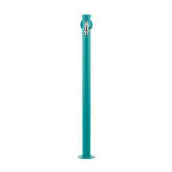 Fontaine de jardin Olbia en acier avec support tuyau et double robinets – 11 x 26 x 88 cm - Turquoise