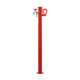 Fontaine de jardin Olbia en acier avec support tuyau et double robinets – 11 x 26 x 88 cm - Rouge