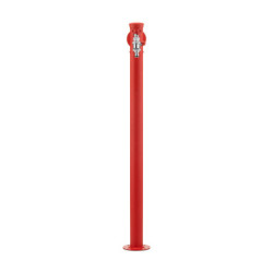 Fontaine de jardin Olbia en acier avec support tuyau et double robinets – 11 x 26 x 88 cm - Rouge
