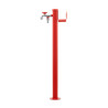 Fontaine de jardin Olbia en acier avec support tuyau et double robinets – 11 x 26 x 88 cm - Rouge