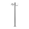 Fontaine de jardin Olbia en acier avec support tuyau et double robinets – 11 x 26 x 88 cm - Aluminium