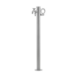Fontaine de jardin Olbia en acier avec support tuyau et double robinets – 11 x 26 x 88 cm - Aluminium