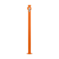 Fontaine de jardin Olbia en acier avec support tuyau et double robinets – 11 x 26 x 88 cm - Orange