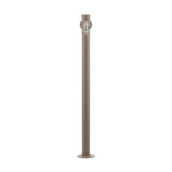 Fontaine de jardin Olbia en acier avec support tuyau et double robinets – 11 x 26 x 88 cm - Taupe